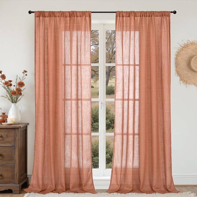 BGment Boho Terracotta Linen Curtains by BGment