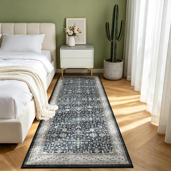 Floral Hallway Runner Rug 2x10 for Kitchen Bathroom | Non Slip;Machine - Image 7