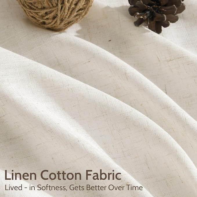 Modern Linen Curtains for Living Room 102 Inches Long Light Filtering Semi - Image 4