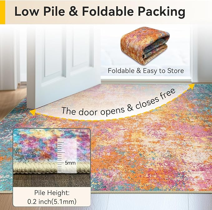 Washable Area Rugs 8'x10' Non-Slip Modern Abstract Soft - Image 7