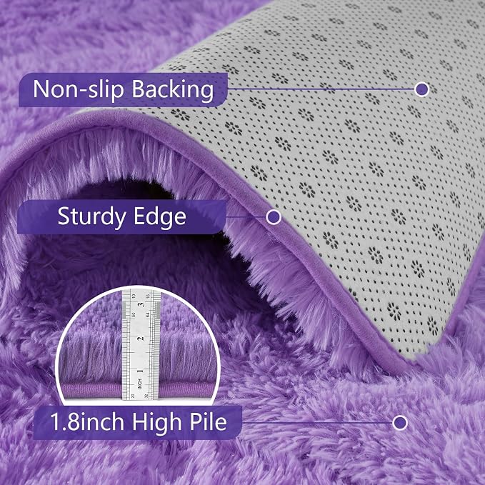 4'x5'3'' Purple Fluffy Soft Area Rug Non-Slip - Image 6