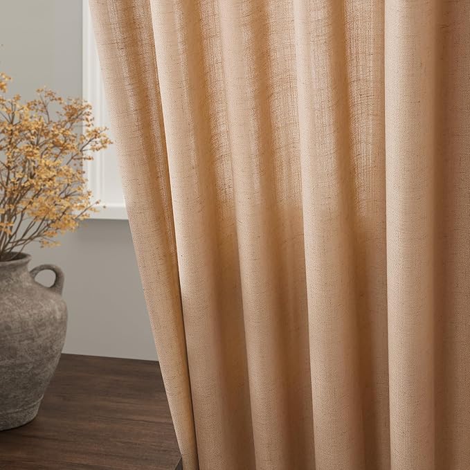 Nanspring Camel Linen Curtains 80 Inches Long - Image 4