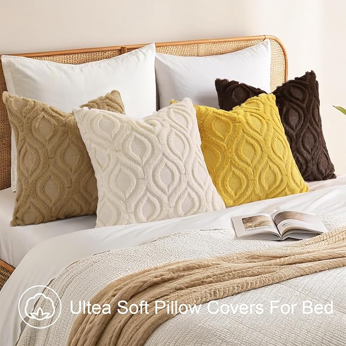 decorUhome Summer Throw Pillow Covers 16x16 Inch Set of 2, Soft Plush Faux Wool - Image 5