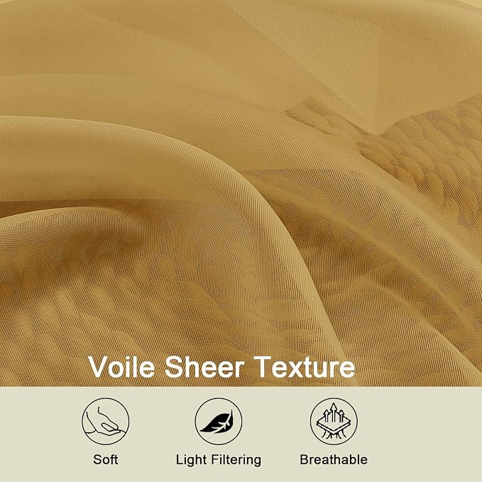 Cafe Curtains 36 Inch Length Tier 2 Pieces, Modern Soft Airy Sheer Kitchen - Image 6