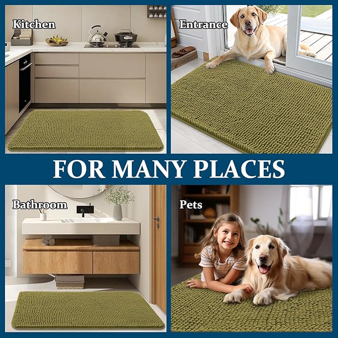 OLANLY Dog Door Mat for Muddy Paws 70x35, Super Absorbent Chenille Mud Mat | - Image 8