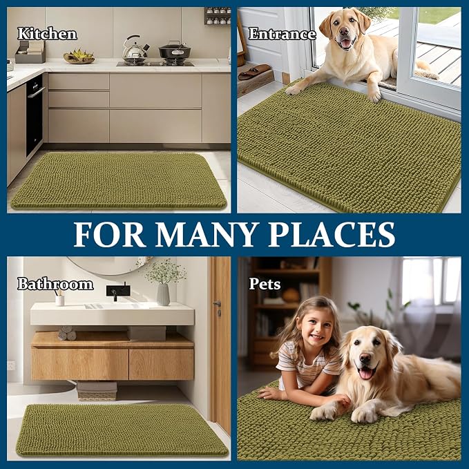 OLANLY Dog Door Mat for Muddy Paws 47x17, Super Absorbent Chenille Mud Mat | - Image 8