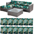 CALBODE 12Pcs Stretch Patio Cushion Cover, Art Deco Geometric Pattern Couch & by CALBODE
