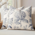 Set of 2 Decorative Floral Pillow Covers 20x20 Inch Navy Blue | Neutral by SWANCOCO