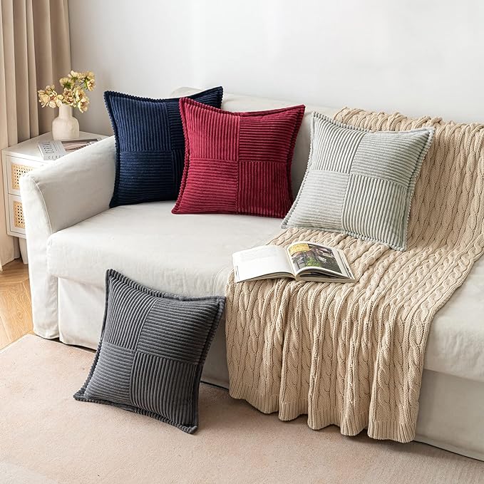 MIULEE Light Grey Corduroy Lumbar Pillow Covers 12x20 Inch 12x20 Inch - Image 5