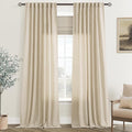 Greyish Beige Linen Curtain 84 inch Length 2 Panels Set Back Tab Light by Jolilight