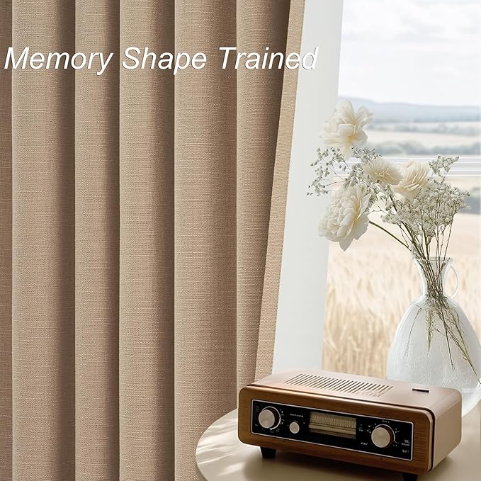 Topfinel Blackout Linen Blend Curtains 84 inch Long 2 Panels, Back Tab - Image 4