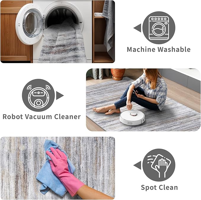 4x5 Area Rugs for Entryway Washable: Easy-to-Clean Rug for Office Kitchen - Image 4