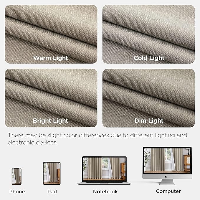 Joydeco Pinch Pleated Linen Curtains for Living Room, 100% Blackout Curtains 84 inches Long 2 Panel Thermal Insulated Pinch Pleat Drapes(Cobblestone,40'' Wx84'' L)