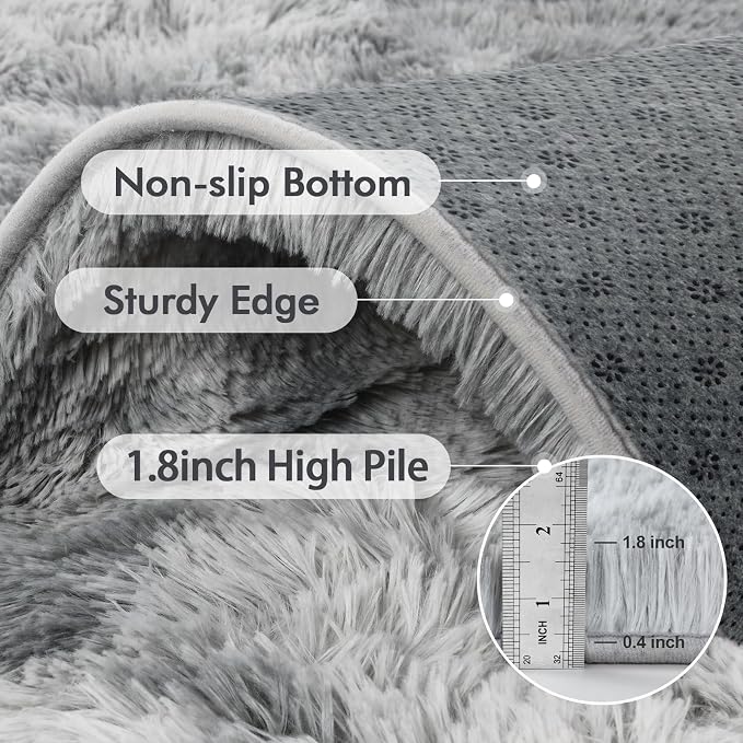 5x7 Ft Shag Area Rug for Bedroom, Tie Dyed Ultra Soft Fluffy Furry Rugs for - Image 5