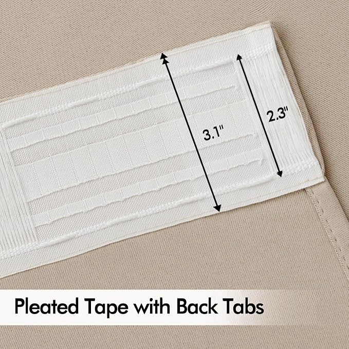 MIULEE Taupe Back Tab Blackout Curtains 52x90 Inch Long 2 Panels Set | Rod - Image 4