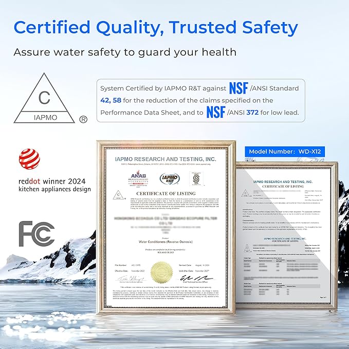 Waterdrop X12-Alkaline Mineral pH+ Reverse Osmosis System, NSF/ANSI 42&58&372 Certified, 1200 GPD RO Water Filter, 11-Stage Filtration Tankless RO System, 3:1 Pure to Drain, UnderSink, BPA Free