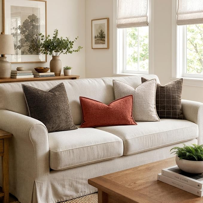 MIULEE Decorative Couch Throw Pillow Covers 20x20 Inch Brown 2 Pack | Farmhouse - Image 5
