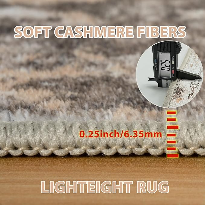 9x12 Area Rugs for Living Room Washable Bedroom Dining Room Brown Beige | - Image 5
