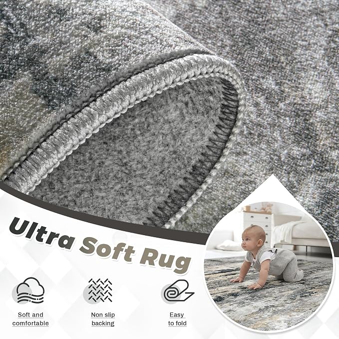 pmtsns Area Rugs 6x9 for Living Room: Washable Rug Modern Abstract Neutral Soft - Image 4