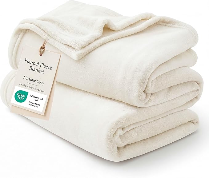 Bedsure Fleece Throw Blanket for Couch Cream by BEDSURE