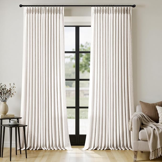 MIULEE Pinch Pleated Thick Linen Curtains 105 Inches Long 2 Panels by MIULEE