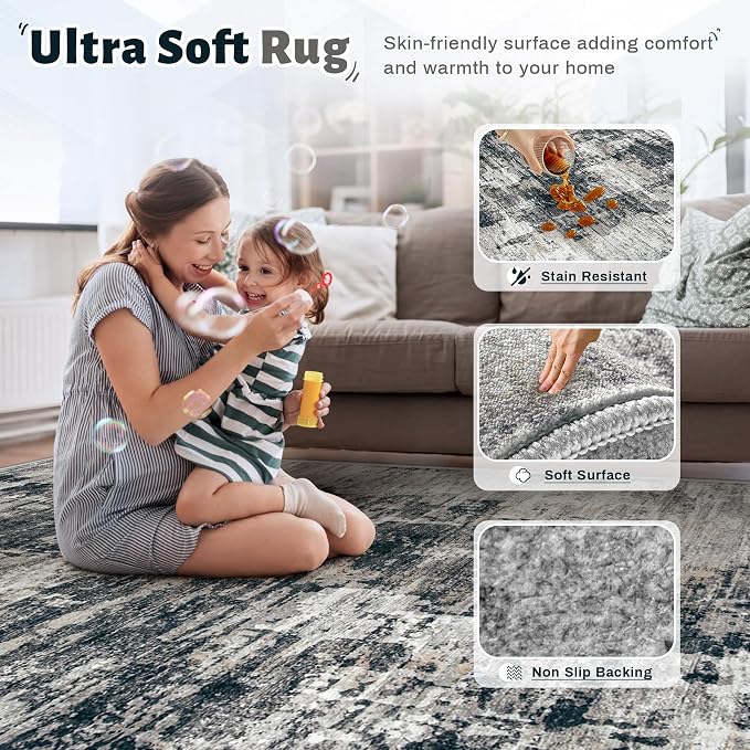 10x14 Area Rugs for Living Room, Washable Modern Abstract Large Area Rug - Image 4