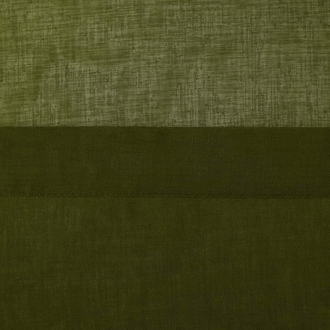 DWCN Olive Green Sheer Curtains Semi Transparent Voile Rod Pocket Curtains - Image 6