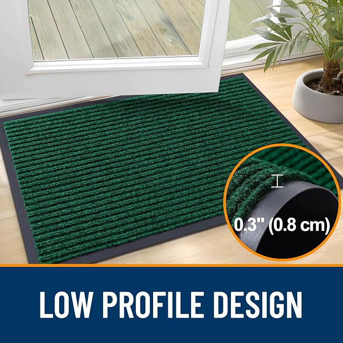 OLANLY 2-Pack Front Door Mats 47x32, Waterproof Heavy-Duty Doormats | Green - Image 4