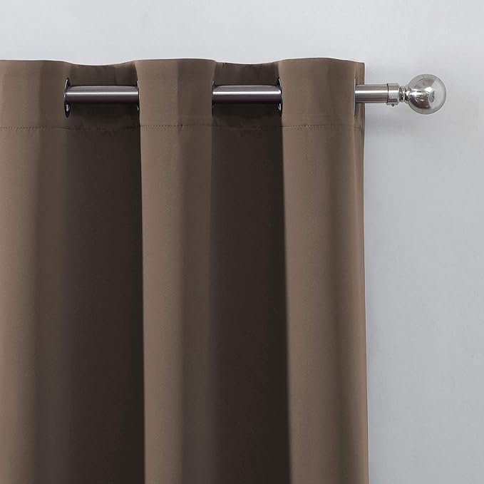 Chocolate Brown Blackout Curtains 52 x 63 Inch Length/Set of 2 Curtain - Image 6