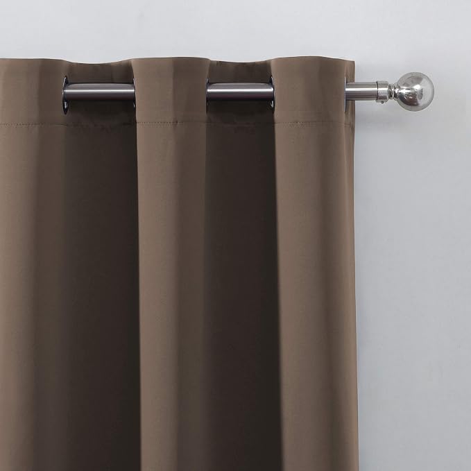 LEMOMO Chocolate Brown Thermal Blackout Curtains/38 x 63 Inch/Set of 2 Panels - Image 7