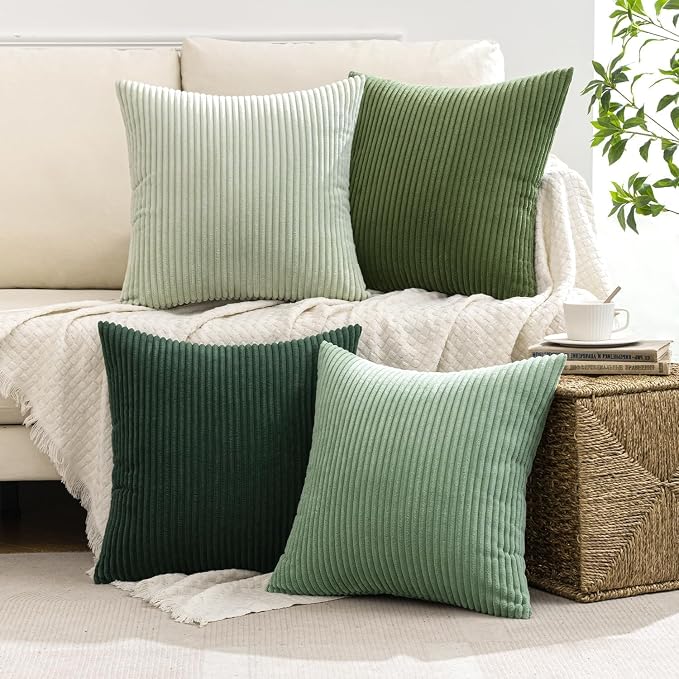 MIULEE Boho Farmhouse Sage Green Throw Pillow Covers 24x24 Inch Set of 4 - Image 2