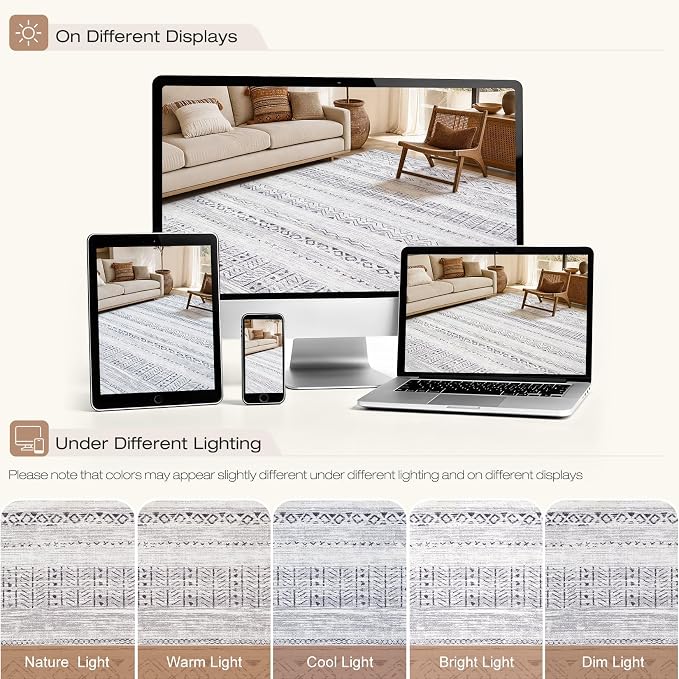 cotiled Washable Area Rugs Boho Living Room Rug Non Slip | Solve Modern Neutral - Image 10