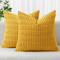 MIULEE Euro Corduroy Decorative Throw Pillow Covers 22x22 Mustard Yellow | Pack by MIULEE