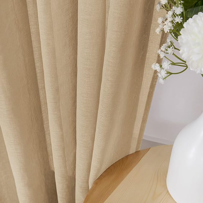 Tollpiz Short Sheer Curtain Linen Textured Bedroom Curtains Sheer Light - Image 3