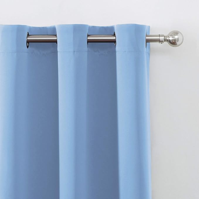 Blackout Curtains 66 x 95 inch/Sky Blue Curtains Set of 2 Panels/Thermal - Image 7