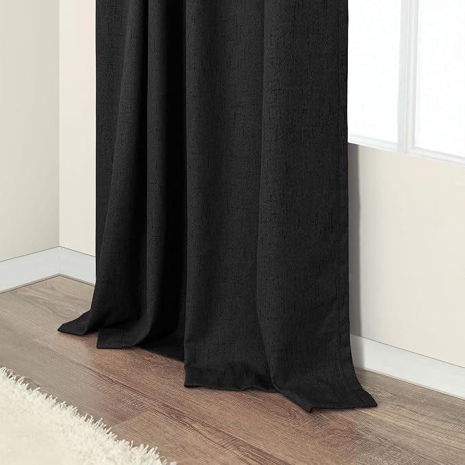 Pitalk Black Out Curtains 108 Inch Long 2 Panels Gothic Elegant Modern Linen - Image 8