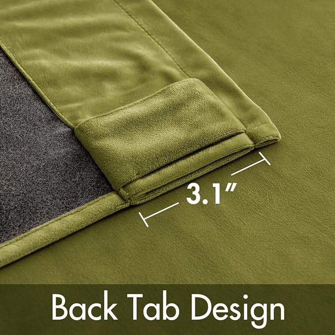 MIULEE Velvet Curtains 52x84 inches 2 Panels Moss Green Blackout Curtains | - Image 3