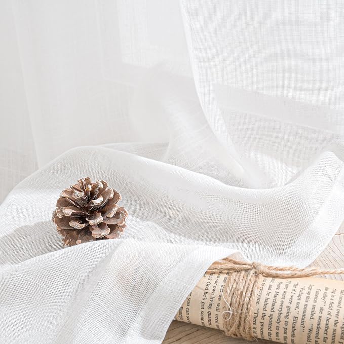 BGment White Linen Curtains 54 Inch Length - Image 7