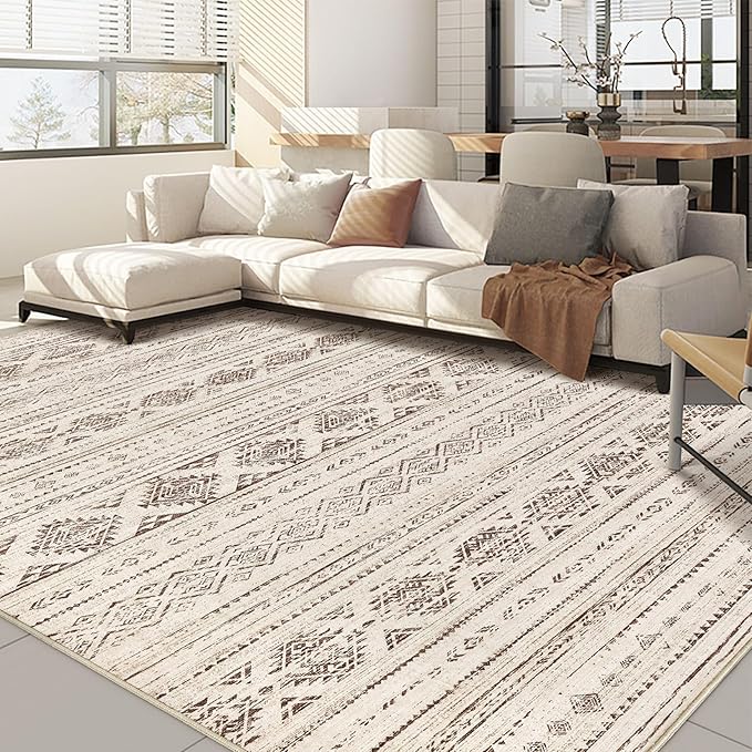 Nakagishi Area Rug Living Room Rugs: 5x7 Washable Boho Large Neutral Farmhouse - Image 2