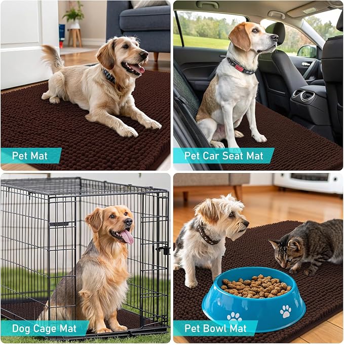 OLANLY Dog Door Mat for Muddy Paws 59x35, Super Absorbent Chenille Mud Mat | - Image 7