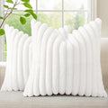 decorUhome Fall Faux Fur Throw Pillow Covers 24x24 Set of 2 White | Decorative by decorUhome