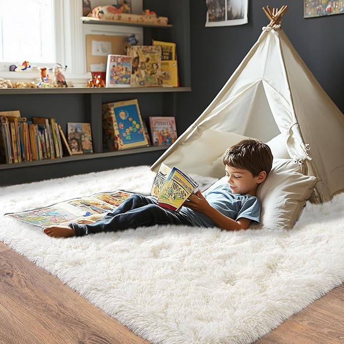 Pionblank Fluffy Area Rug for Bedroom 4x6 Feet, Indoor Plush Carpet, Shag Soft - Image 3