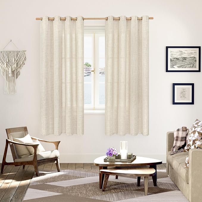 YoungsTex 78 Inch Length Linen Curtains Semi Sheer Light Filtering Drapes | - Image 2