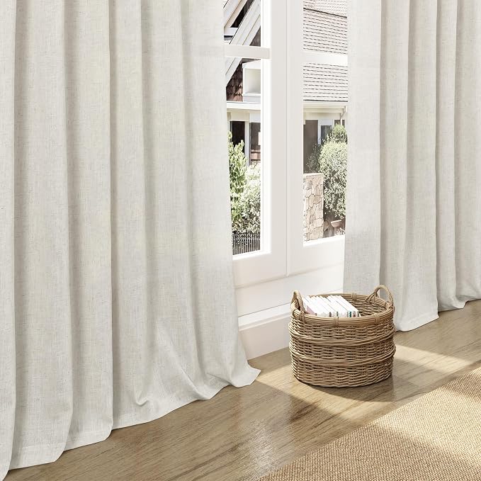 Nanspring Mousse White Linen Curtains 84 Inches Long - Image 5