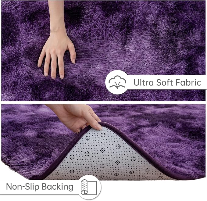 Goideal Fluffy Runner Rug for Bedroom Living Room, 2x6 Purple Bedside Rugs - Image 6