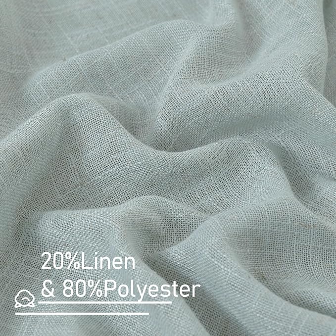 Light Filtering Linen Curtains 45 Inch Length 2 Panels, 34 x 45 Inch | Semi - Image 3