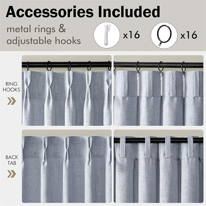 MIULEE Pinch Pleated Thick Linen Curtains 84 Inches Long 2 Panels - Image 8