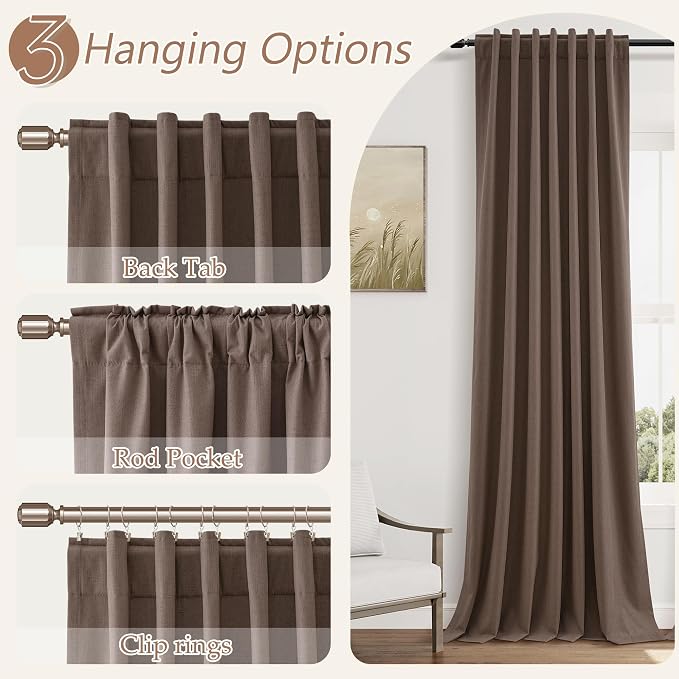 Guken 100% Blackout Curtains 102 Inch Length 2 Panels Set - Image 6