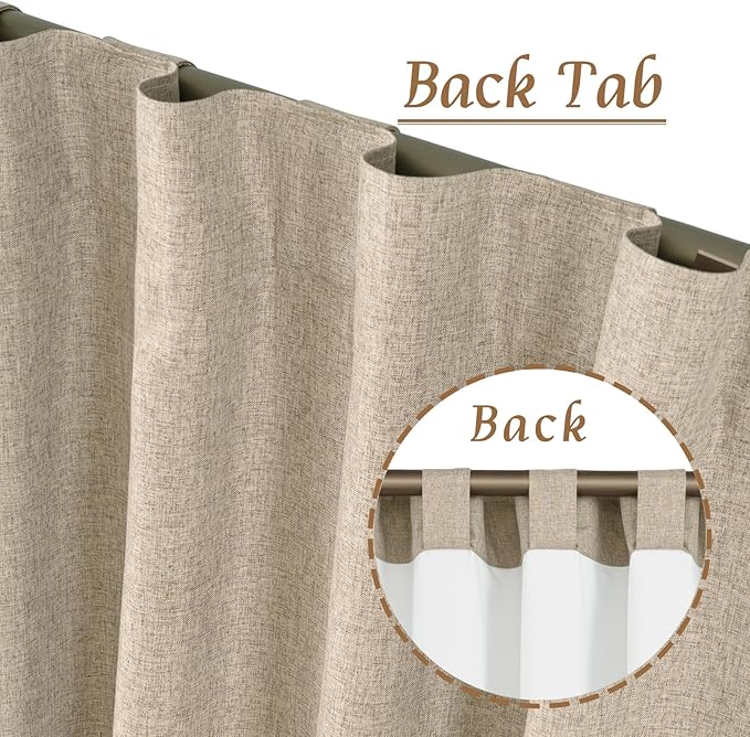 Taupe 100% Blackout Linen Curtains 63 Inches - Image 3