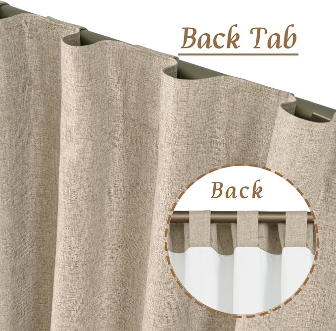 63 Inch 100% Blackout Linen Curtains - Image 3